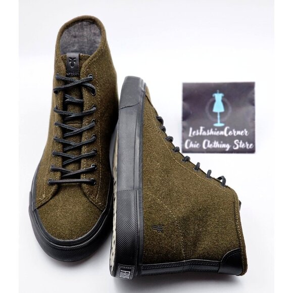 Frye Men's Olive Wool Rubber High-Top Ludlow Fashion Shoes Size 13 385 - Picture 7 of 16